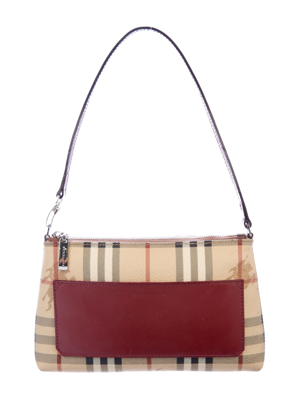 Vintage Burberry Haymarket Check Pochette  Shoulder Bag Leather Pocket mini